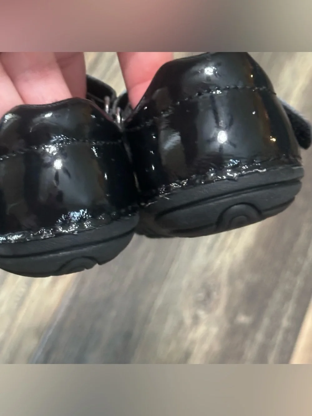 Stride Rite black patent leather Mary Jane walking shoes toddler girl 6